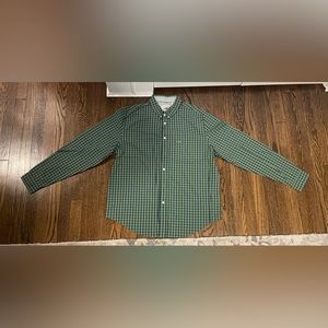 NWT - Men’s Lacoste Regular Fit Green & Blue checkered Button Down Shirt
